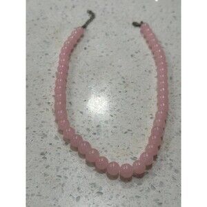 Vintage Natural Rose Quartz Beaded Clasp Choker Necklace